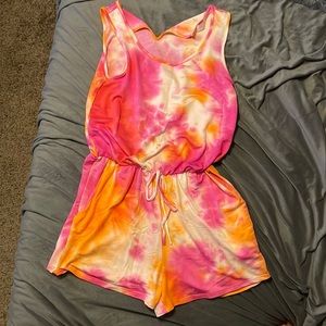 Pink and orange tie dye romper